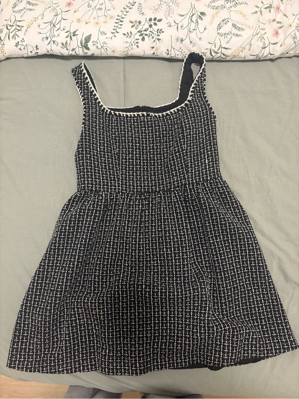 Girls Black & White Tweed Sundress